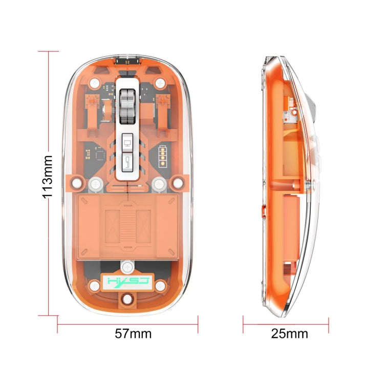 HXSJ T900 Transparent Magnet Three-mode Wireless Gaming Mouse(Orange) - Wireless Mice by HXSJ | Online Shopping UK | buy2fix