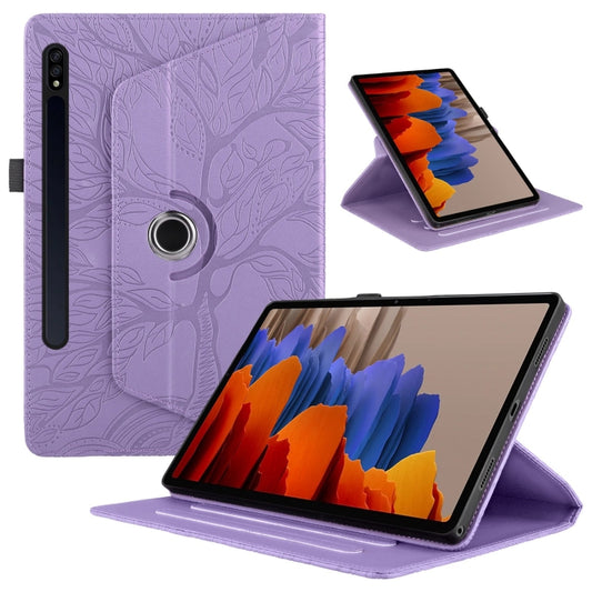 For Samsung Galaxy Tab S10+ / S9+ / S8+ Tree Life Embossed Rotation Leather Tablet Case(Purple) - Tab A7 Lite T220 / T225 by buy2fix | Online Shopping UK | buy2fix