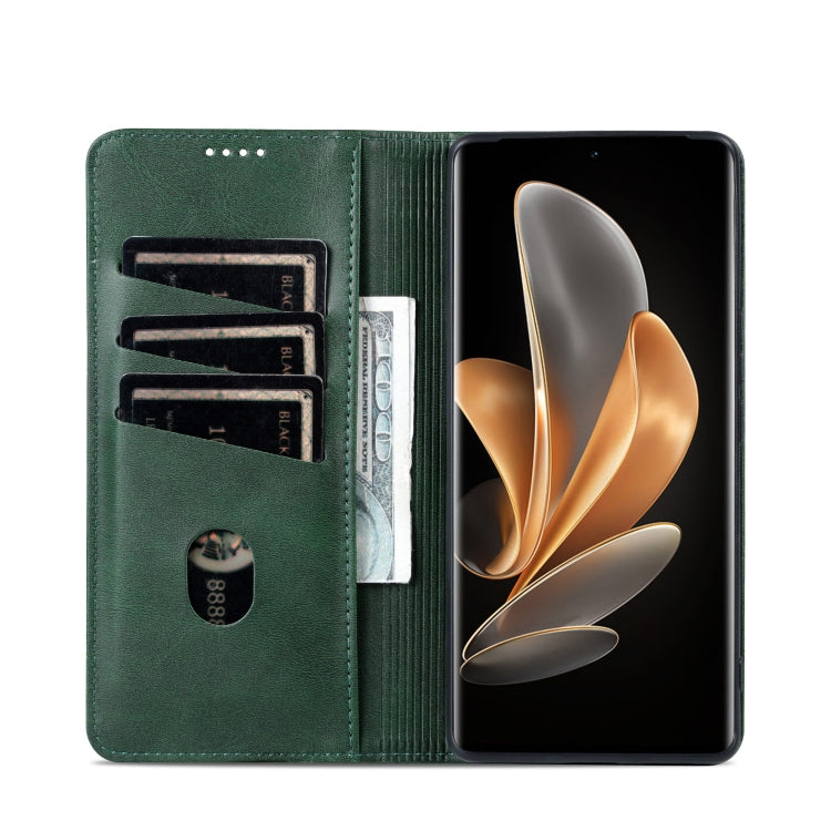 For OPPO Find X7 Ultra AZNS Magnetic Calf Texture Flip Leather Phone Case(Dark Green) - OPPO Cases by AZNS | Online Shopping UK | buy2fix