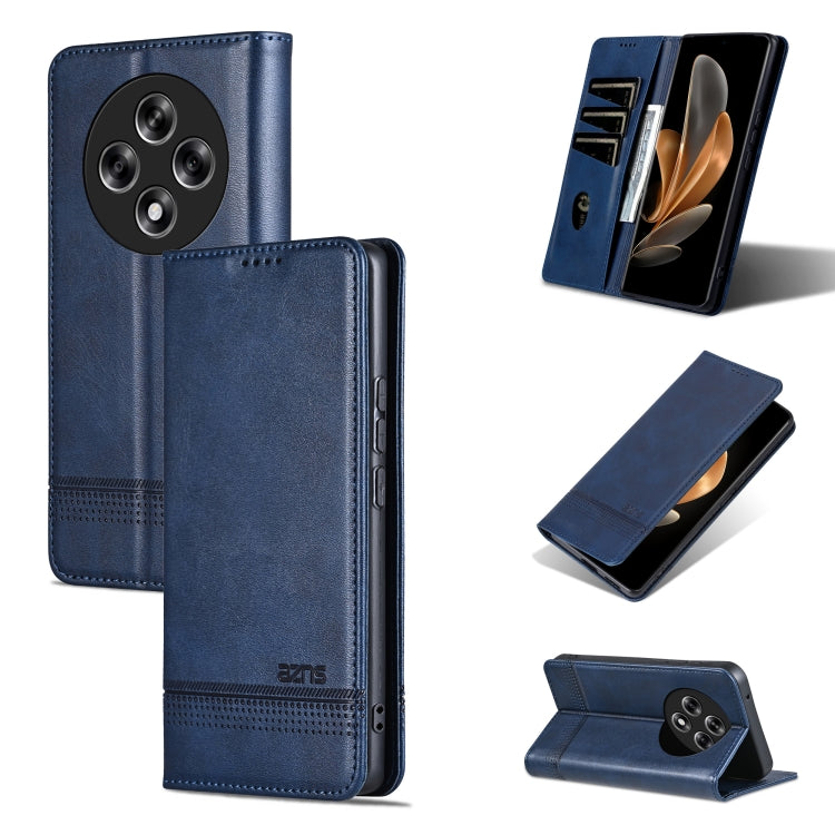 For OPPO Reno12 F 4G AZNS Magnetic Calf Texture Flip Leather Phone Case(Dark Blue) - Reno12 F Cases by AZNS | Online Shopping UK | buy2fix