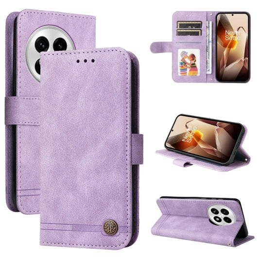 For OnePlus 13 Skin Feel Life Tree Metal Button Leather Phone Case(Purple) - OnePlus Cases by buy2fix | Online Shopping UK | buy2fix