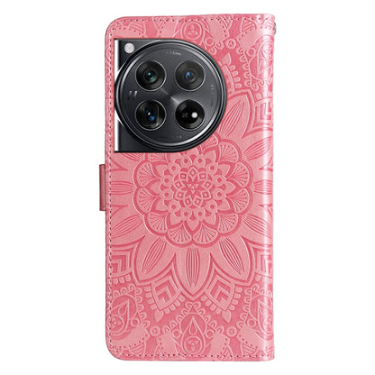 For OnePlus 12 Embossed Sunflower Leather Phone Case(Rose Gold) - OnePlus Cases by buy2fix | Online Shopping UK | buy2fix