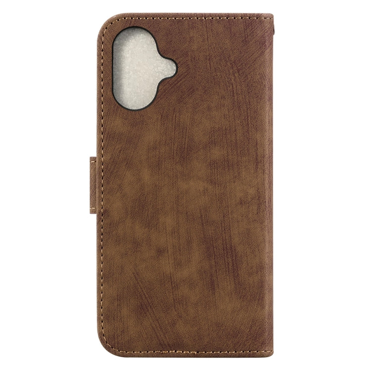 For iPhone 16 Little Tiger Embossed Leather Phone Case(Brown) - iPhone 16 Cases by buy2fix | Online Shopping UK | buy2fix