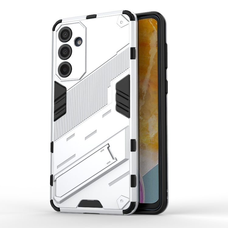 For Samsung Galaxy M55 5G Punk Armor 2 in 1 PC + TPU Shockproof Phone Case with Invisible Holder(White) - Galaxy Phone Cases by buy2fix | Online Shopping UK | buy2fix