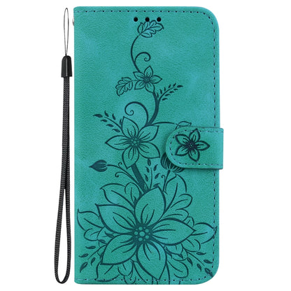For Xiaomi Poco M6 Pro 4G Lily Embossed Leather Phone Case(Green) - Xiaomi Cases by buy2fix | Online Shopping UK | buy2fix