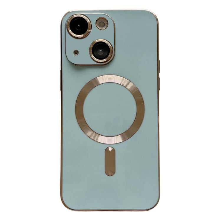 For iPhone 15 Plus Magsafe Plating TPU Phone Case with Lens Film(Light Green) - iPhone 15 Plus Cases by buy2fix | Online Shopping UK | buy2fix