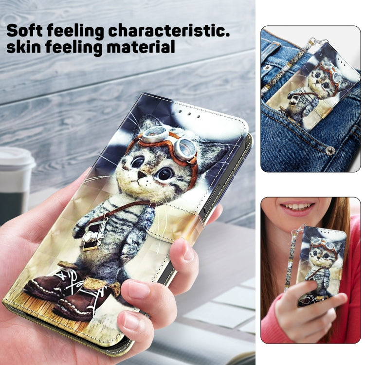 For iPhone 16 3D Painted Leather Phone Case(Naughty Cat) - iPhone 16 Cases by buy2fix | Online Shopping UK | buy2fix