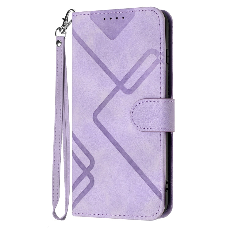 For iPhone SE 2024 Line Pattern Skin Feel Leather Phone Case(Light Purple) - More iPhone Cases by buy2fix | Online Shopping UK | buy2fix