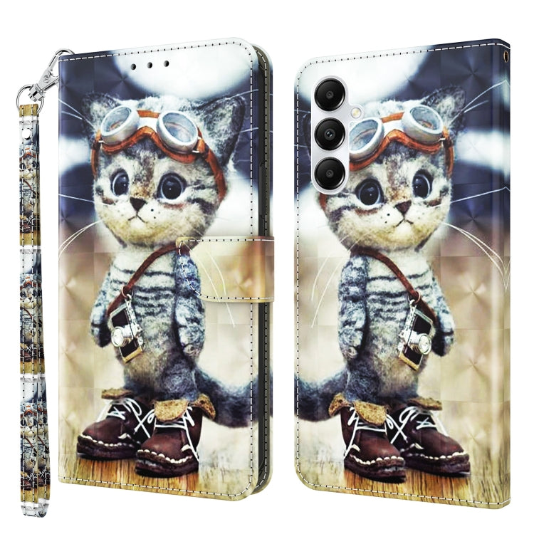 For Samsung Galaxy A15 3D Painted Leather Phone Case(Naughty Cat) - Galaxy Phone Cases by buy2fix | Online Shopping UK | buy2fix