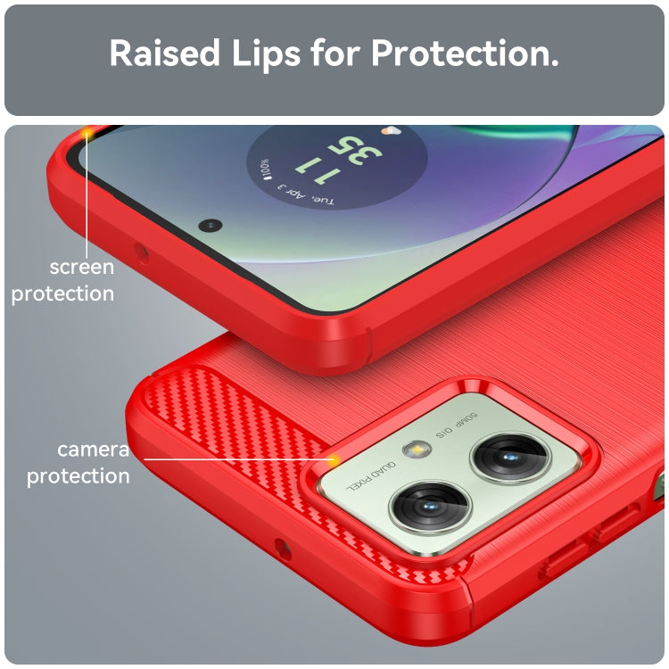 For Motorola Moto G54 Global Brushed Texture Carbon Fiber TPU Phone Case(Red) - Motorola Cases by buy2fix | Online Shopping UK | buy2fix