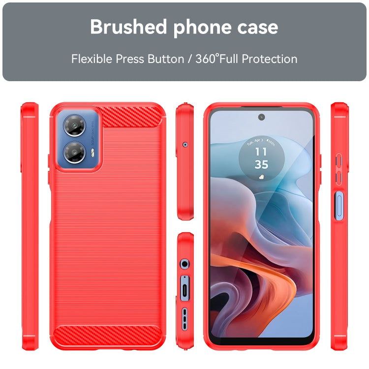 For Motorola Moto G34 Brushed Texture Carbon Fiber TPU Phone Case(Red) - Motorola Cases by buy2fix | Online Shopping UK | buy2fix