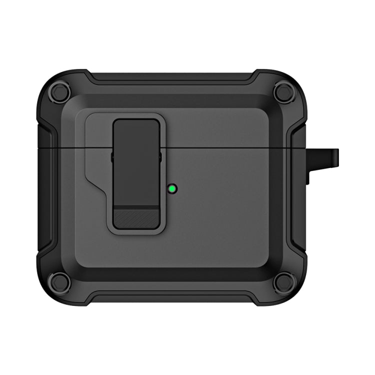 For AirPods 3 TPU + PC Wireless Bluetooth Earphone Protective Case with Switch Lock & Hook(Black) - For AirPods 3 by buy2fix | Online Shopping UK | buy2fix