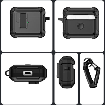 For AirPods 3 TPU + PC Wireless Bluetooth Earphone Protective Case with Switch Lock & Hook(Black) - For AirPods 3 by buy2fix | Online Shopping UK | buy2fix