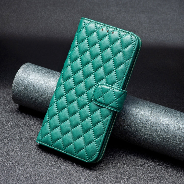 For Motorola Moto G Play 2024 Diamond Lattice Wallet Flip Leather Phone Case(Green) - Motorola Cases by buy2fix | Online Shopping UK | buy2fix