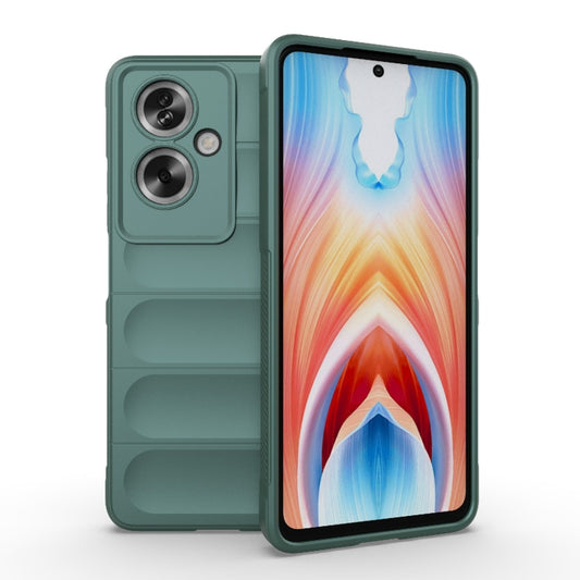 For OPPO A79 5G Global Magic Shield TPU + Flannel Phone Case(Dark Green) - OPPO Cases by buy2fix | Online Shopping UK | buy2fix