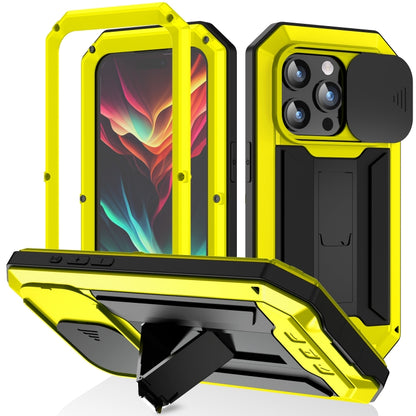 For iPhone 15 Pro Max R-JUST Sliding Camera Life Waterproof Holder Phone Case(Yellow) - iPhone 15 Pro Max Cases by R-JUST | Online Shopping UK | buy2fix