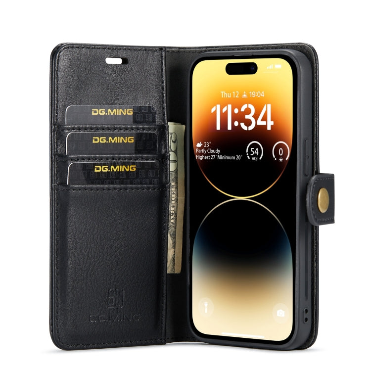 For iPhone 15 Pro DG.MING Crazy Horse Texture Detachable Magnetic Leather Phone Case(Black) - iPhone 15 Pro Cases by DG.MING | Online Shopping UK | buy2fix