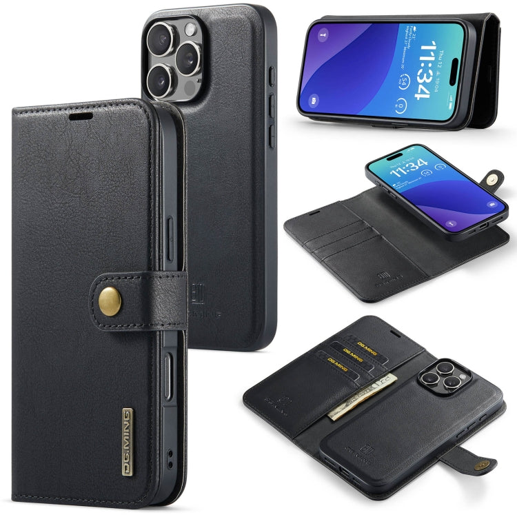 For iPhone 16 Pro Max DG.MING Crazy Horse Texture Detachable Magnetic Leather Phone Case(Black) - iPhone 16 Pro Max Cases by DG.MING | Online Shopping UK | buy2fix