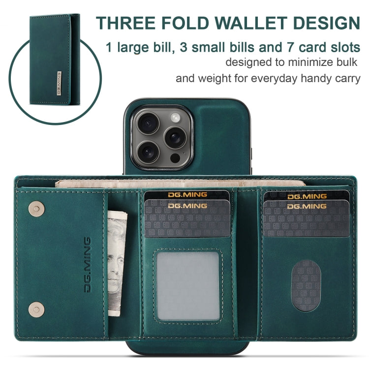 For iPhone 16 Pro DG.MING M1 Series 3-Fold Multi Card Wallet Leather Phone Case(Green) - iPhone 16 Pro Cases by DG.MING | Online Shopping UK | buy2fix