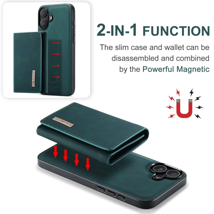 For iPhone 16 Plus DG.MING M1 Series 3-Fold Multi Card Wallet Leather Phone Case(Green) - iPhone 16 Plus Cases by DG.MING | Online Shopping UK | buy2fix