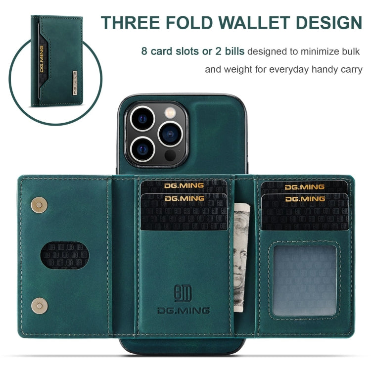 For iPhone 15 Pro Max DG.MING M2 Series 3-Fold Card Bag Wallet Leather Phone Case(Green) - iPhone 15 Pro Max Cases by DG.MING | Online Shopping UK | buy2fix