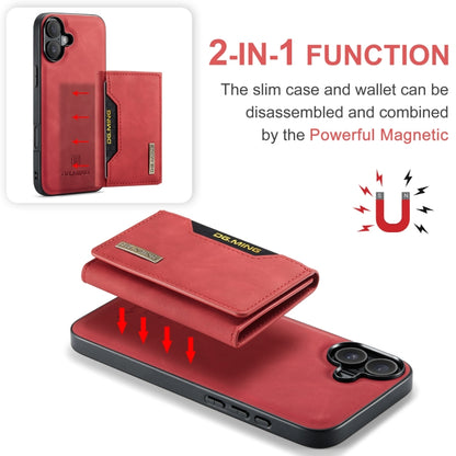 For iPhone 16 DG.MING M2 Series 3-Fold Card Bag Wallet Leather Phone Case(Red) - iPhone 16 Cases by DG.MING | Online Shopping UK | buy2fix