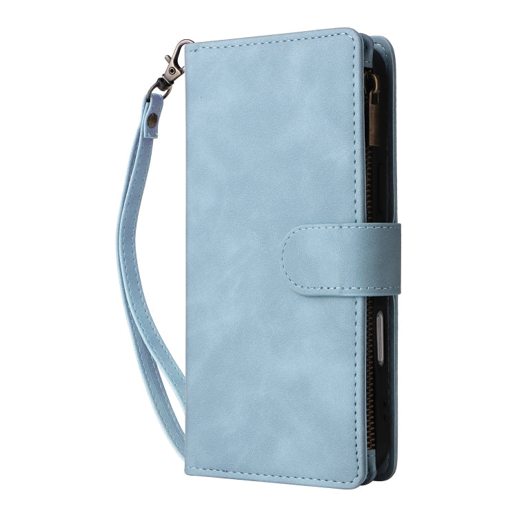 For iPhone 16 Pro Max Crossbody Multi-card Slot Wallet Zipper Leather Phone Case(Light Blue) - iPhone 16 Pro Max Cases by buy2fix | Online Shopping UK | buy2fix