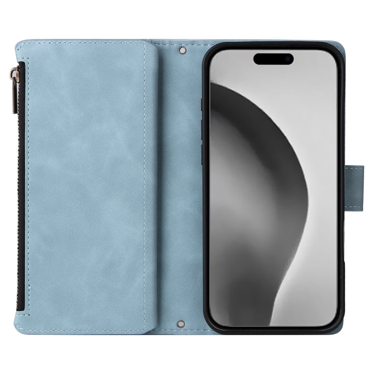 For iPhone 16 Pro Max Crossbody Multi-card Slot Wallet Zipper Leather Phone Case(Light Blue) - iPhone 16 Pro Max Cases by buy2fix | Online Shopping UK | buy2fix