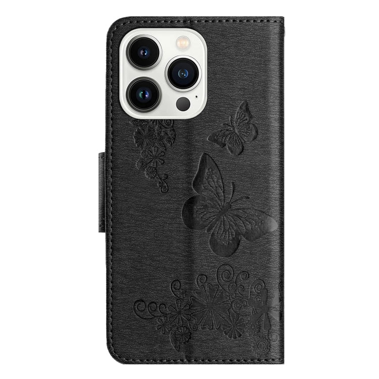 For iPhone 16 Pro Max Butterfly Embossed Flip Leather Phone Case(Black) - iPhone 16 Pro Max Cases by buy2fix | Online Shopping UK | buy2fix