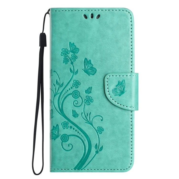 For iPhone 16 Pro Max Butterfly Flower Pattern Flip Leather Phone Case(Green) - iPhone 16 Pro Max Cases by buy2fix | Online Shopping UK | buy2fix