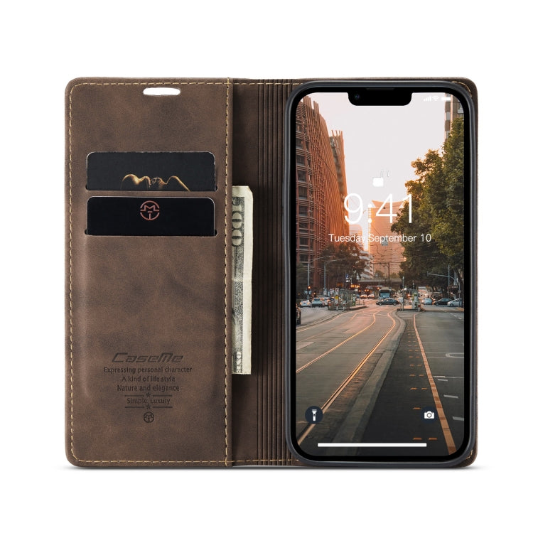 For iPhone 15 CaseMe 013 Multifunctional Horizontal Flip Leather Phone Case(Coffee) - iPhone 15 Cases by CaseMe | Online Shopping UK | buy2fix