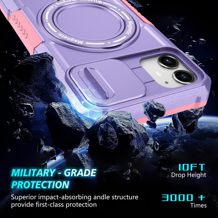 For iPhone 11 Sliding Camshield Magsafe Holder TPU Hybrid PC Phone Case(Pink Purple) - iPhone 11 Cases by buy2fix | Online Shopping UK | buy2fix