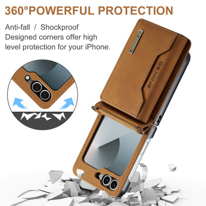 For Samsung Galaxy Z Flip6 DG.MING M2 Series Card Bag Magnetic Leather Phone Case(Brown) - Galaxy Z Flip6 5G Cases by DG.MING | Online Shopping UK | buy2fix