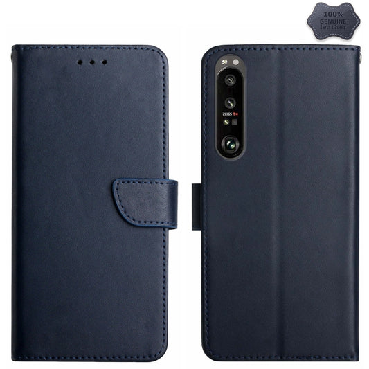 For Sony Xperia 1 VI Genuine Leather Fingerprint-proof Horizontal Flip Phone Case(Blue) - Sony Cases by buy2fix | Online Shopping UK | buy2fix