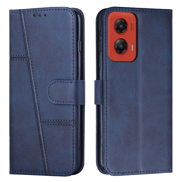 For Motorola Moto G Stylus 5G 2024 Stitching Calf Texture Buckle Leather Phone Case(Blue) - Motorola Cases by buy2fix | Online Shopping UK | buy2fix