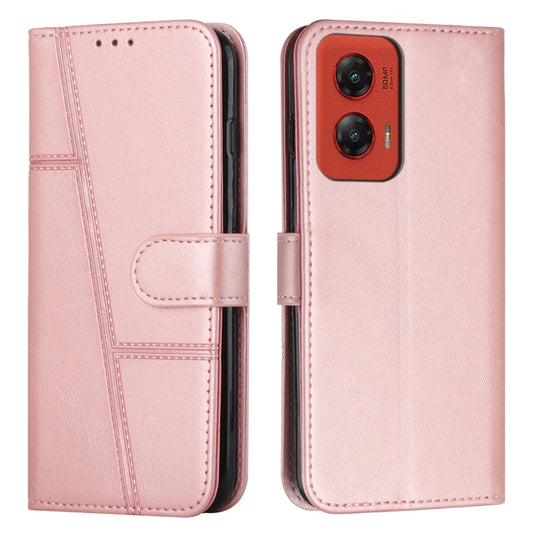 For Motorola Moto G Stylus 5G 2024 Stitching Calf Texture Buckle Leather Phone Case(Rose Gold) - Motorola Cases by buy2fix | Online Shopping UK | buy2fix