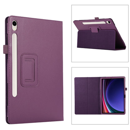 For Samsung Galaxy Tab S9 Ultra Litchi Texture Leather Tablet Case with Holder(Purple) - Other Galaxy Tab PC by buy2fix | Online Shopping UK | buy2fix