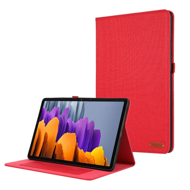 For Samsung Galaxy Tab S9 Horizontal Flip TPU + Fabric PU Leather Tablet Case(Red) - Galaxy Tab S9 Cases by buy2fix | Online Shopping UK | buy2fix