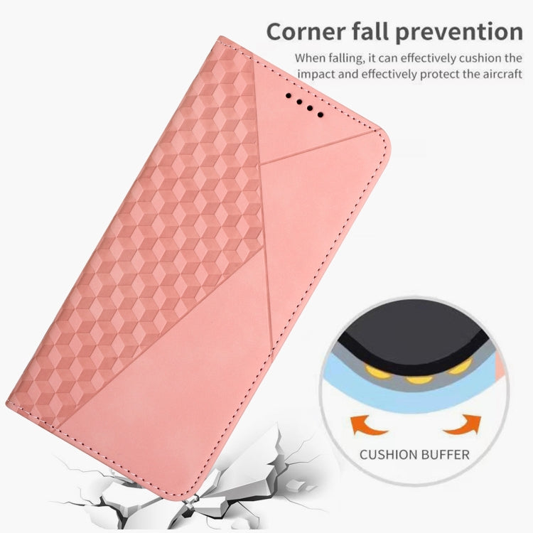 For Motorola Moto G Play 2024 Diamond Splicing Skin Feel Magnetic Leather Phone Case(Rose Gold) - Motorola Cases by buy2fix | Online Shopping UK | buy2fix