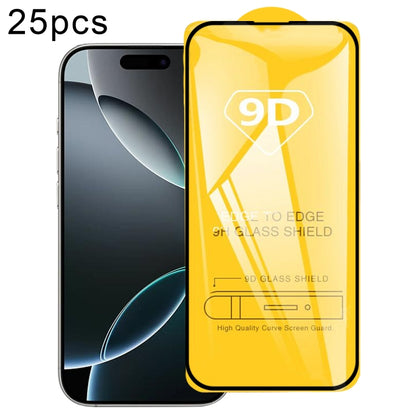 For iPhone 16 Plus 25pcs 9D Full Glue Screen Tempered Glass Film - iPhone 16 Plus Tempered Glass by buy2fix | Online Shopping UK | buy2fix