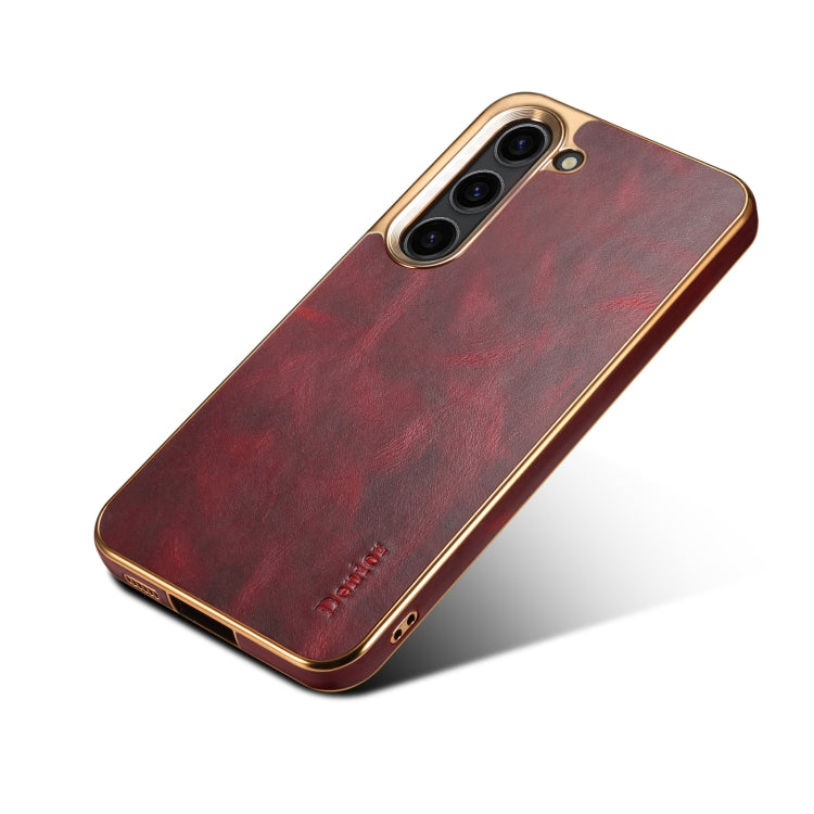 For Samsung Galaxy S23+ 5G Denior Oil Wax Leather Electroplating Phone Case(Red) - Galaxy S23+ 5G Cases by Denior | Online Shopping UK | buy2fix