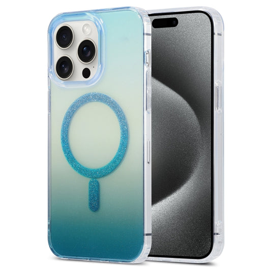 For iPhone 15 Pro Magic Diamond Blu-ray MagSafe Phone Case(White Blue Gradient) - iPhone 15 Pro Cases by buy2fix | Online Shopping UK | buy2fix