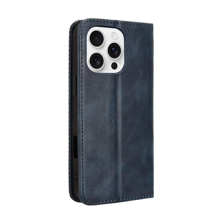 For iPhone 16 Pro Max Magnetic Buckle Retro Texture Leather Phone Case(Blue) - iPhone 16 Pro Max Cases by buy2fix | Online Shopping UK | buy2fix