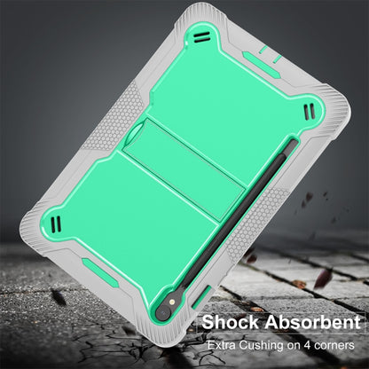 For Samsung Galaxy Tab S9 Shockproof Silicone Hybrid PC Tablet Case with Holder(Mint Green + Grey) - Galaxy Tab S9 Cases by buy2fix | Online Shopping UK | buy2fix