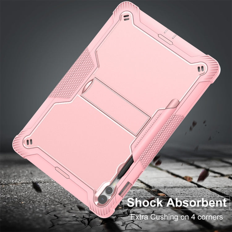 For Samsung Galaxy Tab S9+ Shockproof Silicone Hybrid PC Tablet Case with Holder(Rose Gold) - Galaxy Tab S9+ Cases by buy2fix | Online Shopping UK | buy2fix