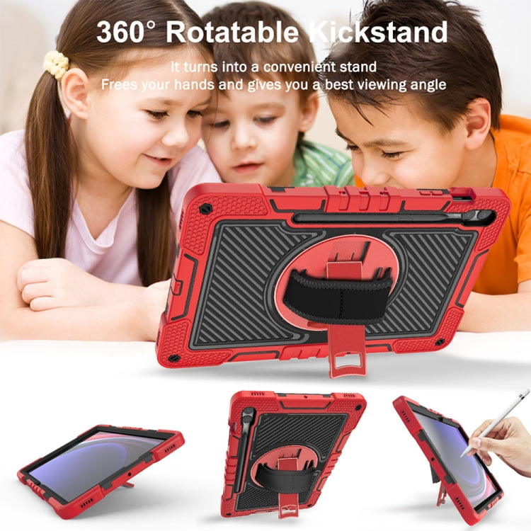 For Samsung Galaxy Tab S9+ 360 Degree Rotation PC Contrast Silicone Tablet Case(Red + Black) - Galaxy Tab S9+ Cases by buy2fix | Online Shopping UK | buy2fix