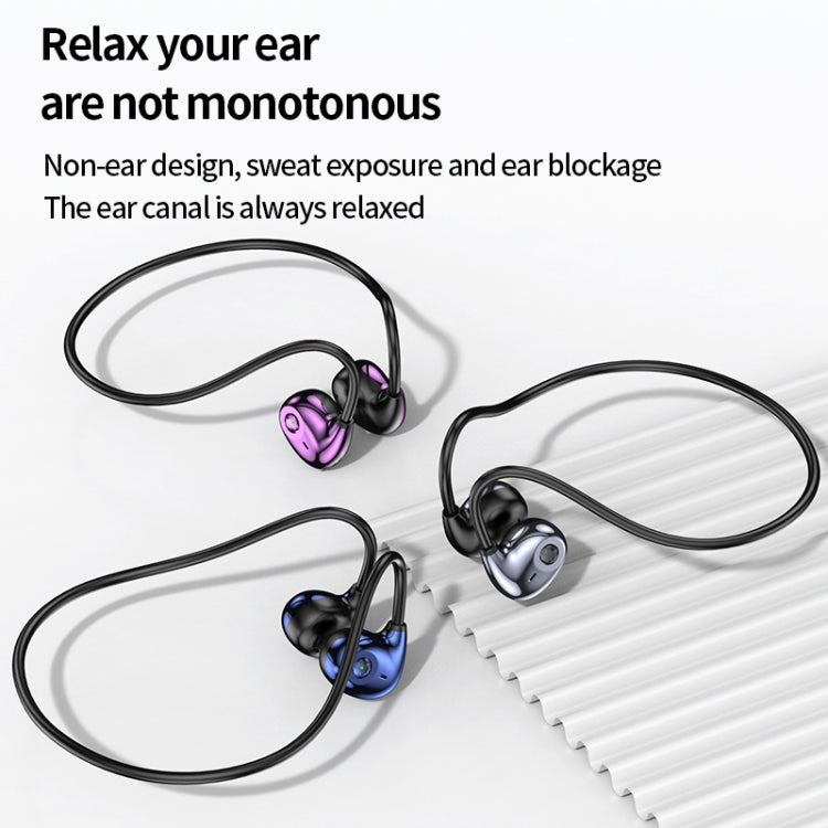 A59 Open Air Conduction Built-in Microphone Wireless Bluetooth Neckband Earphone(Purple) - Sport Earphone by buy2fix | Online Shopping UK | buy2fix