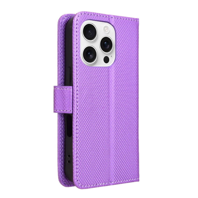 For iPhone 16 Pro Max Diamond Texture Leather Phone Case(Purple) - iPhone 16 Pro Max Cases by buy2fix | Online Shopping UK | buy2fix