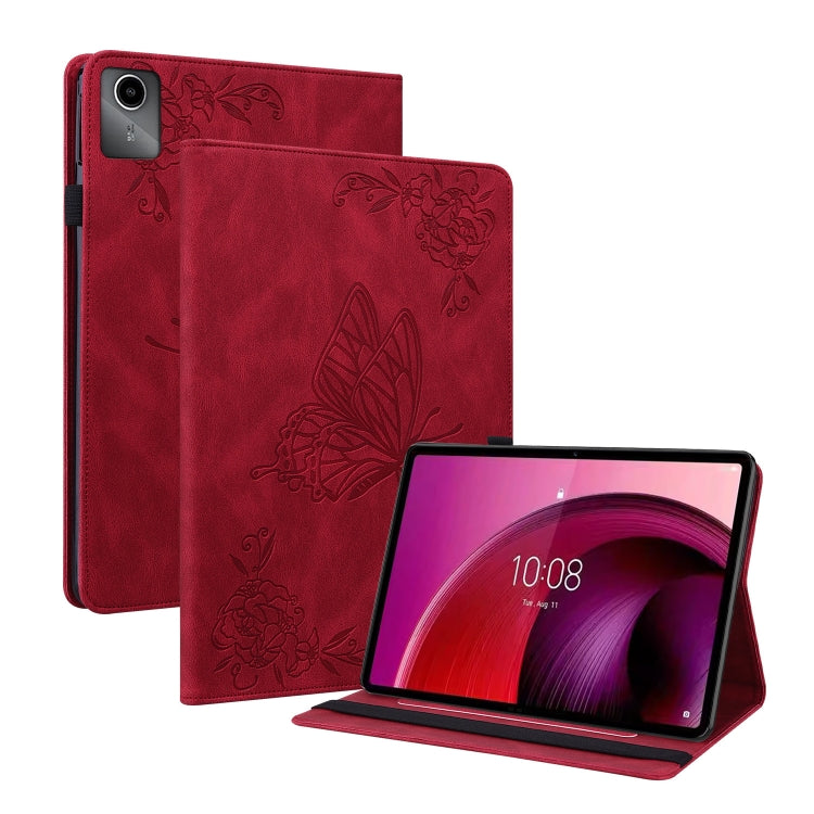 For Lenovo Tab M11/Xiaoxin Pad 11 2024 Butterfly Flower Embossed Leather Tablet Case(Red) - Lenovo by buy2fix | Online Shopping UK | buy2fix