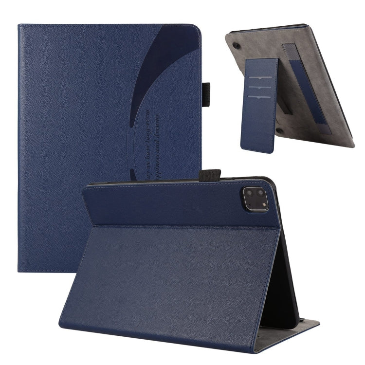 For iPad Pro 13 2024 Litchi Texture Leather Sucker Tablet Case(Dark Blue) - iPad Pro 13 2024 Cases by buy2fix | Online Shopping UK | buy2fix